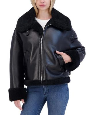 【IONSEOUL】Mohair Searing Blouson Laundry by Shelli Segal Women's Faux Shearling Leather Jacket - Macy's