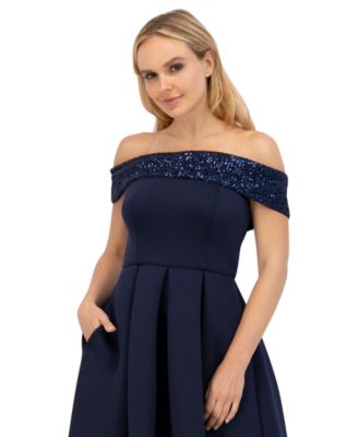 Eliza J Women's Sequin-Trim Off-The-Shoulder Midi Dress