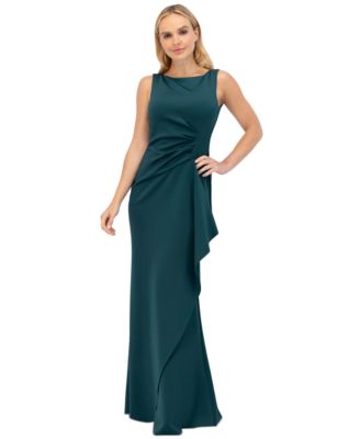 Eliza J Ruched Cascading Ruffle Gown Macy s