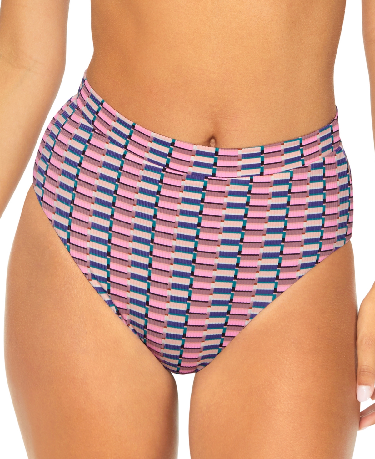 RAISINS JUNIORS' TROPICS GEO-PRINT HIGH-WAISTED BOTTOMS 