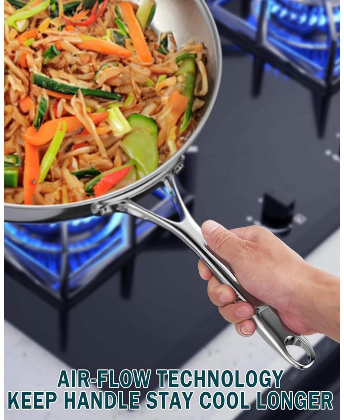 Cooks Standard Multi-Ply Clad Stainless Steel Wok Stir Fry Pan with Glass Lid