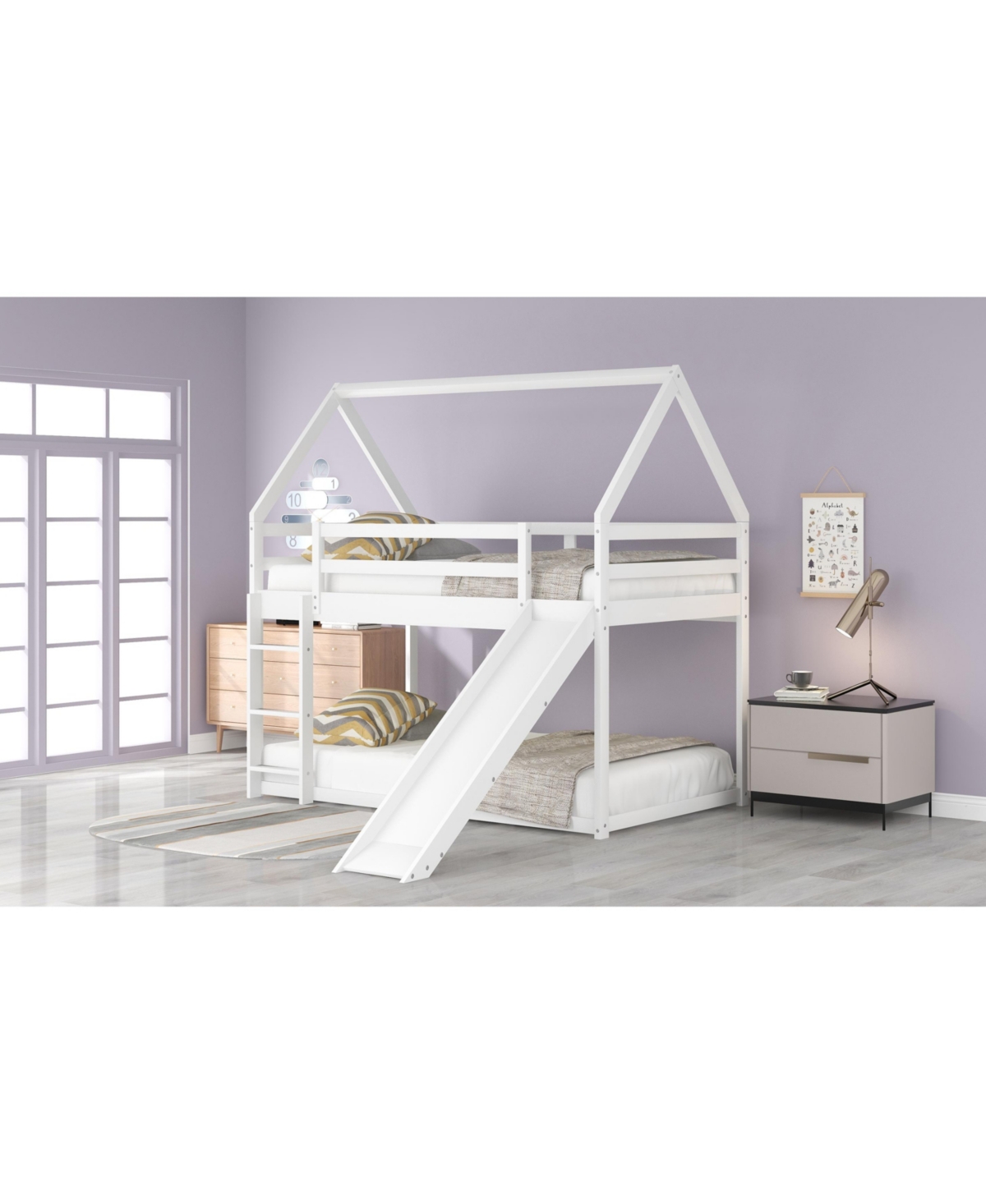 Slickblue Twin Size Boat-Shaped Platform Bed with Trundle and Storage
