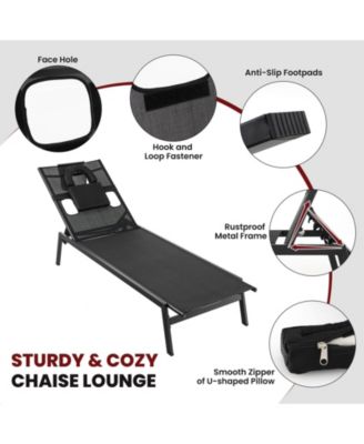Patio Sunbathing Lounge Chair 5-Position Adjustable Tanning Chair