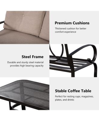 2 Pieces Patio Outdoor Cushioned Coffee Table Seat