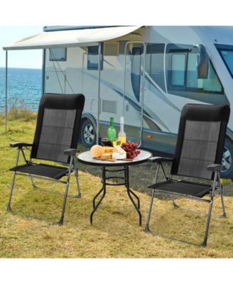 2 Pieces Portable Patio Folding Dining Chairs with Headrests Adjust