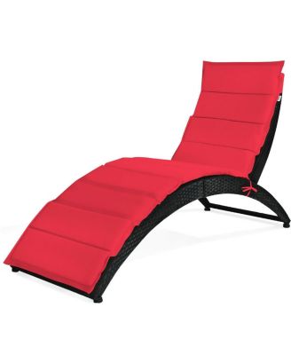 Foldable Patio Lounge Chair with Cushion for Backyard