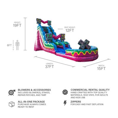 Level Up 19 Ft Commercial Grade Inflatable Water Slide (with  Pool and Blower)