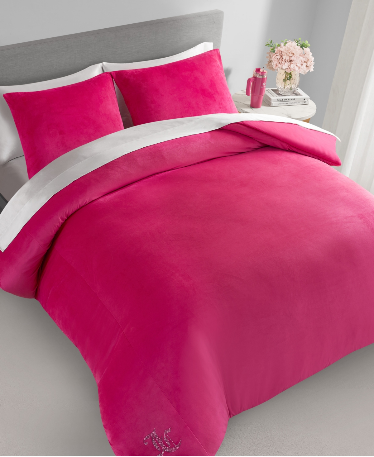 Juicy Couture Velour Comforter Sets In Hot Pink