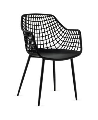 Set of 4 Heavy Duty Modern Dining Chair with Airy Hollow Backrest