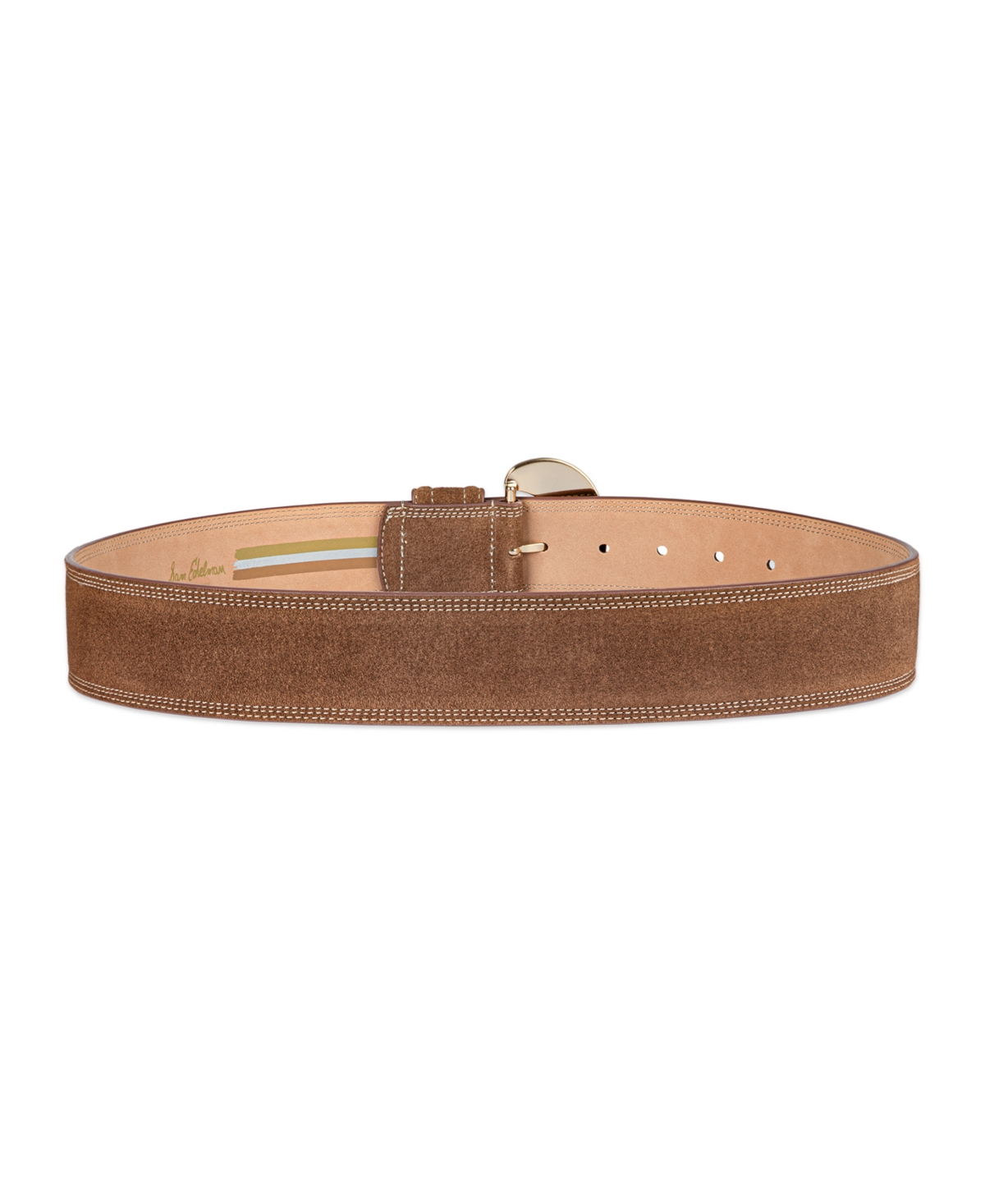Shop Sam Edelman Women's Wide Width Double-e Loop Casual Leather Belt In Tan