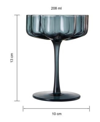 Martini and Champagne Flower Classic Wavy Glass Coupes, Set of 6
