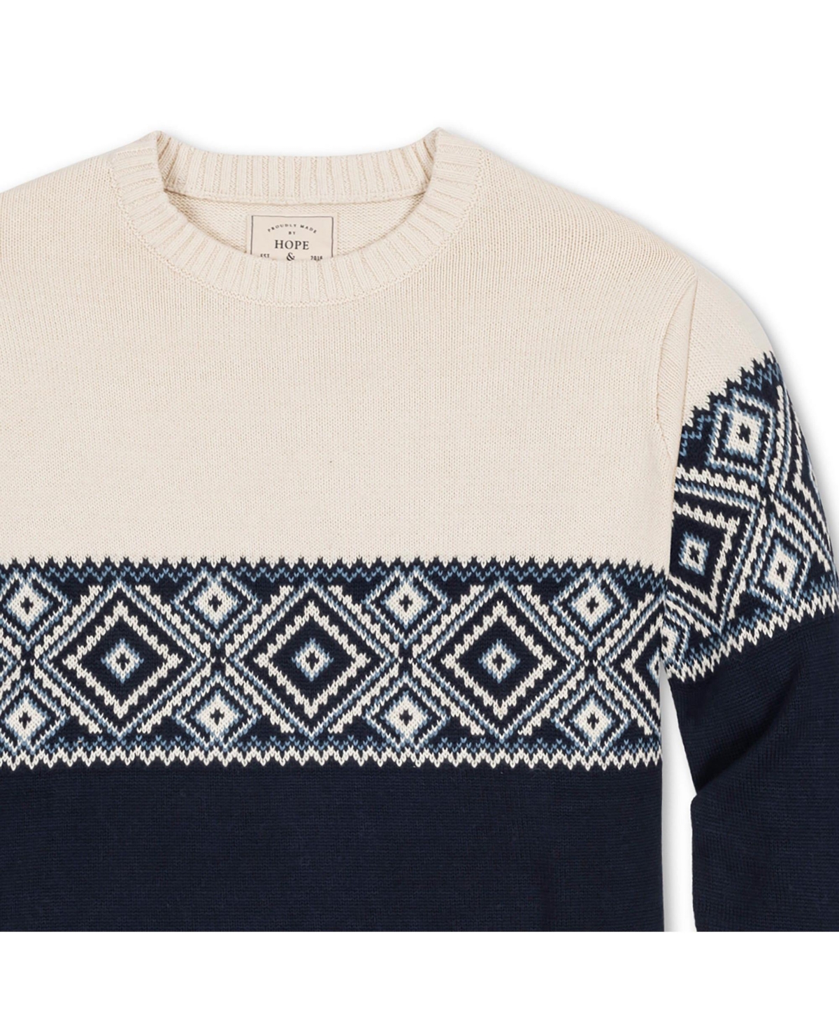 Hope & Henry Men's Organic Crew Neck Fair Isle Sweater