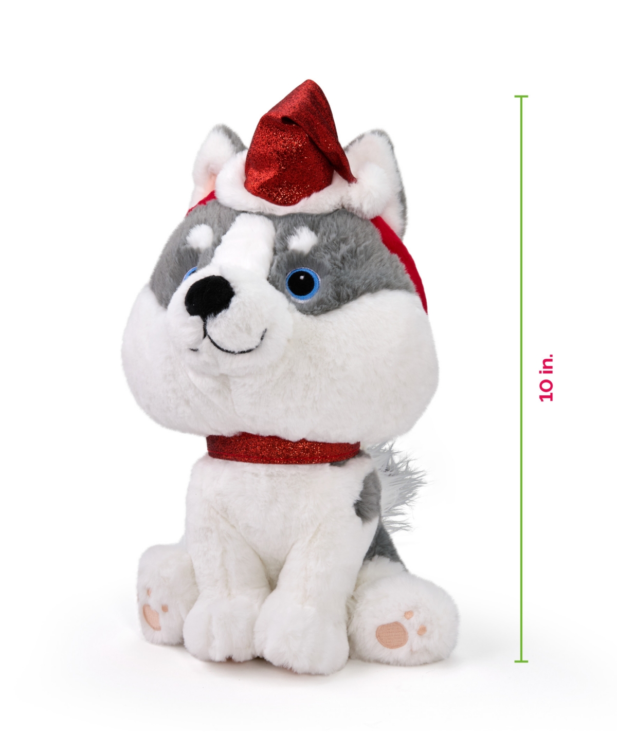 Geoffrey's Toy Box 10" Husky With Christmas Hat Plush Toy, Created For Macy's In No Color
