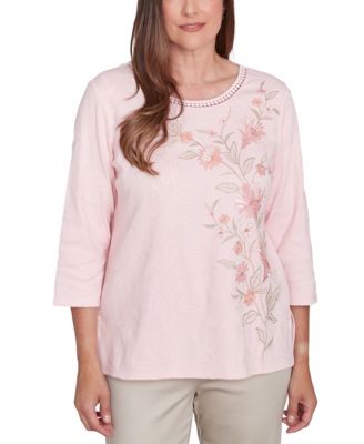 Alfred Dunner - Petite Coming Up Roses 3/4-Sleeve Floral Top
