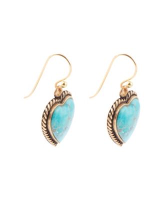 Drop Genuine Blue Turquoise Heart Earrings