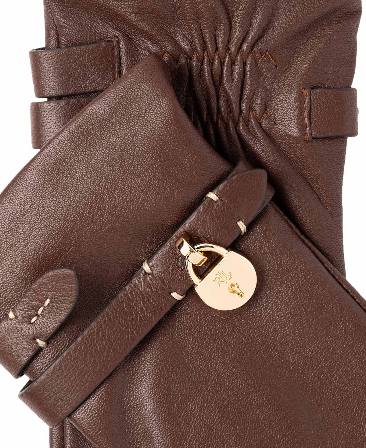 Lauren Ralph Lauren Long Leather Gloves with Lock Charm