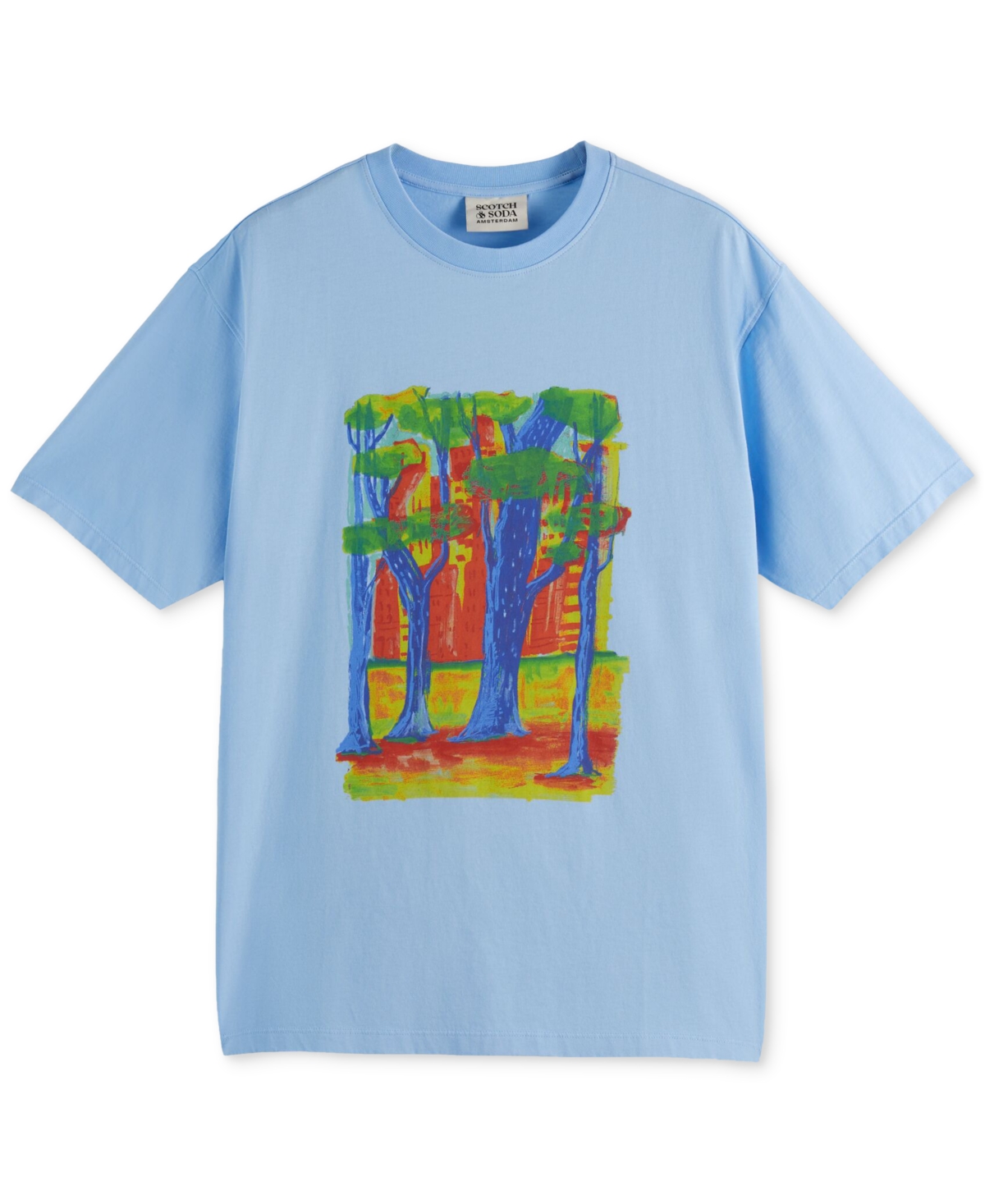 Scotch & Soda Men's Relaxed-fit Graphic T-shirt In Spring Blue