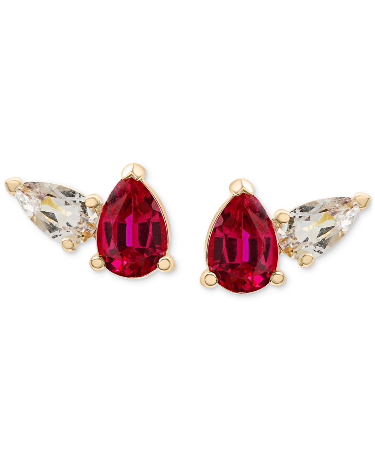 Macy's 2-pc. Set Lab-created Ruby (1-1/2 Ct. T.w.) & Lab-created White Sapphire Pear Duo Pendant Necklace & In Ruby