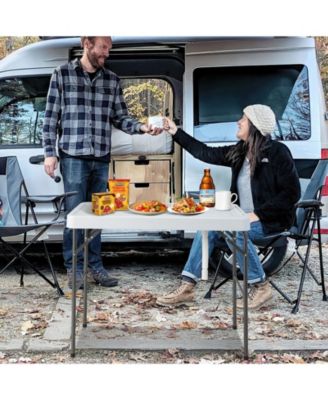 Portable Camping Fish Cleaning Table with Grid Rack and Faucet