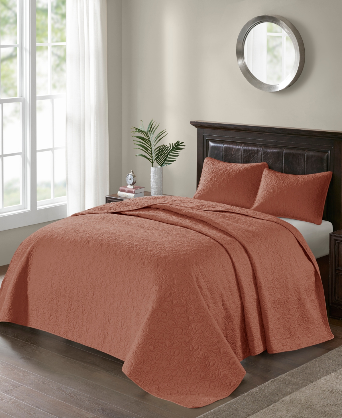 Madison Park Quebec 3-pc. Quilt Set, Full/queen In Clay Red