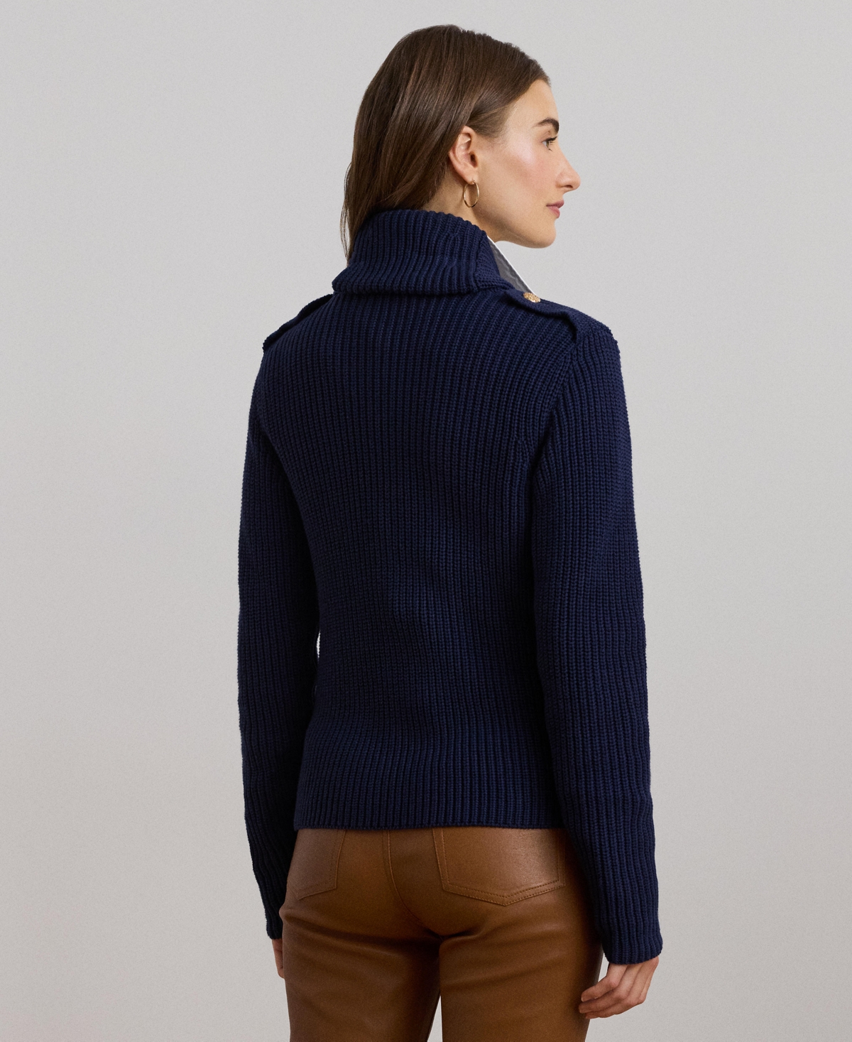 Lauren Ralph Lauren Women's Rib-Knit Double-Breasted Sweater Jacket
