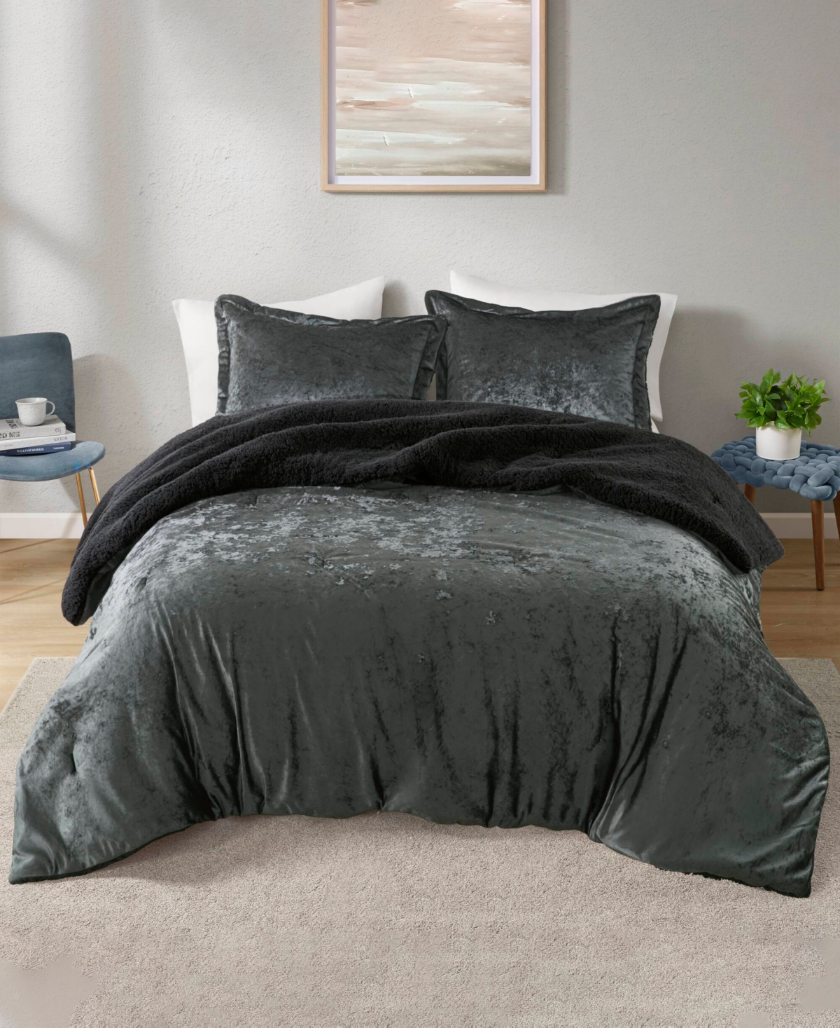 Intelligent Design Mira Reversible 3-pc. Comforter Set, King/california King In Charcoal