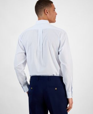 Men's Long Sleeve Button-Front Micro Check Dress Shirt