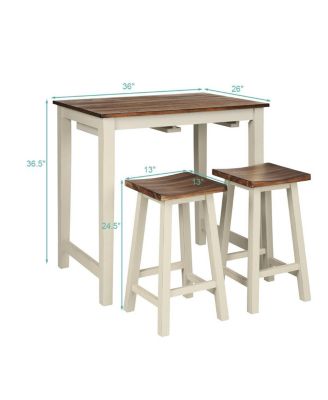 Counter Height Pub Table with 2 Saddle Bar Stools