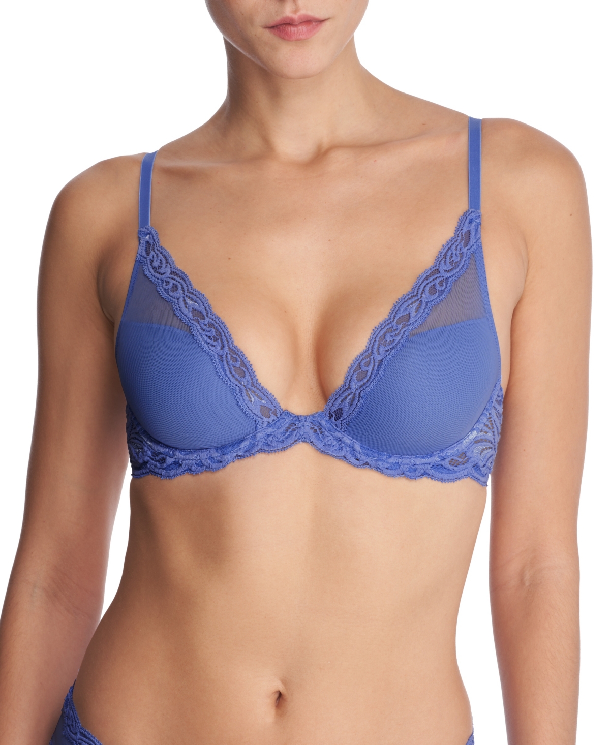 Natori Feathers Contour Plunge Bra In French Blue