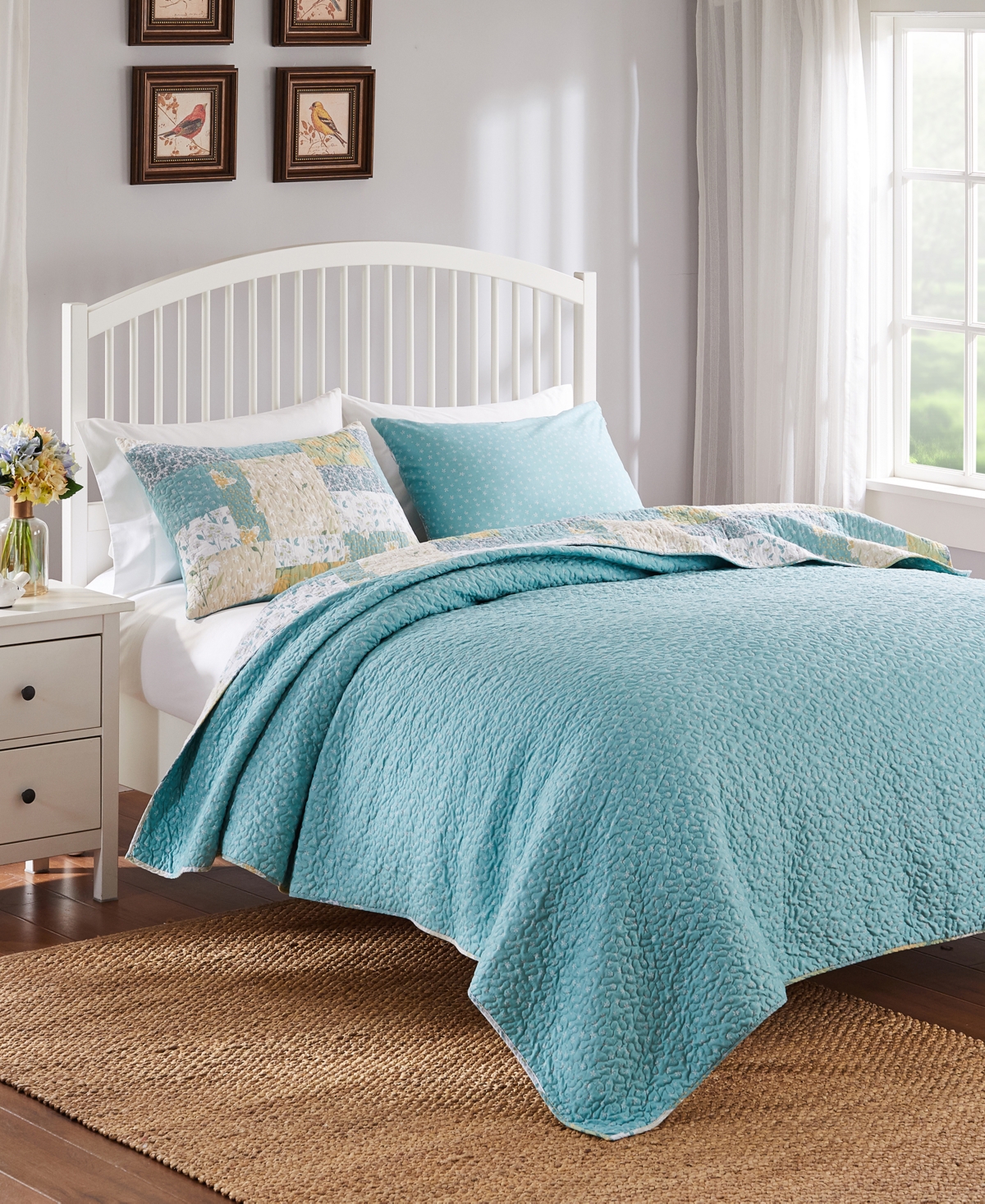 Greenland Home Fashions Evangeline Reversible Quilt Sets In Mist