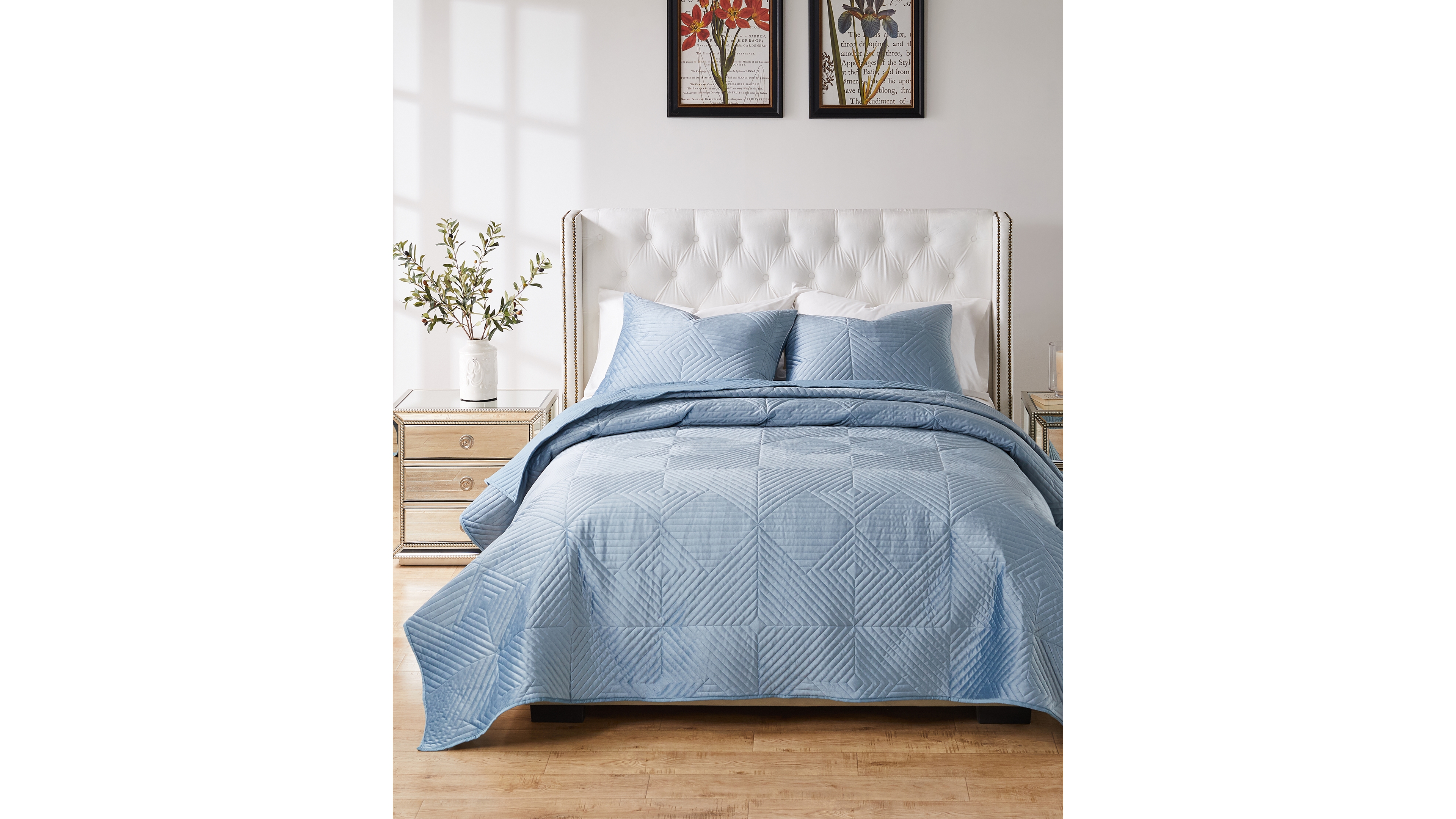 Greenland Home Fashions Riviera Velvet Finely Stitched 2 Piece Quilt Set, Twin/Twin Xl