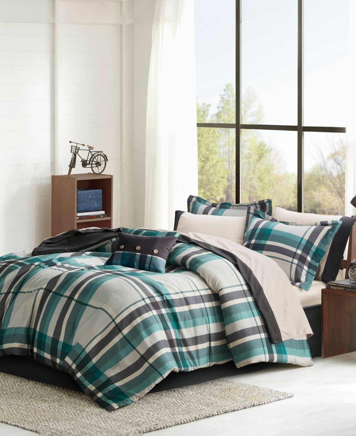 Intelligent Design Robbie 7-pc. Comforter Set, Twin In Teal,black