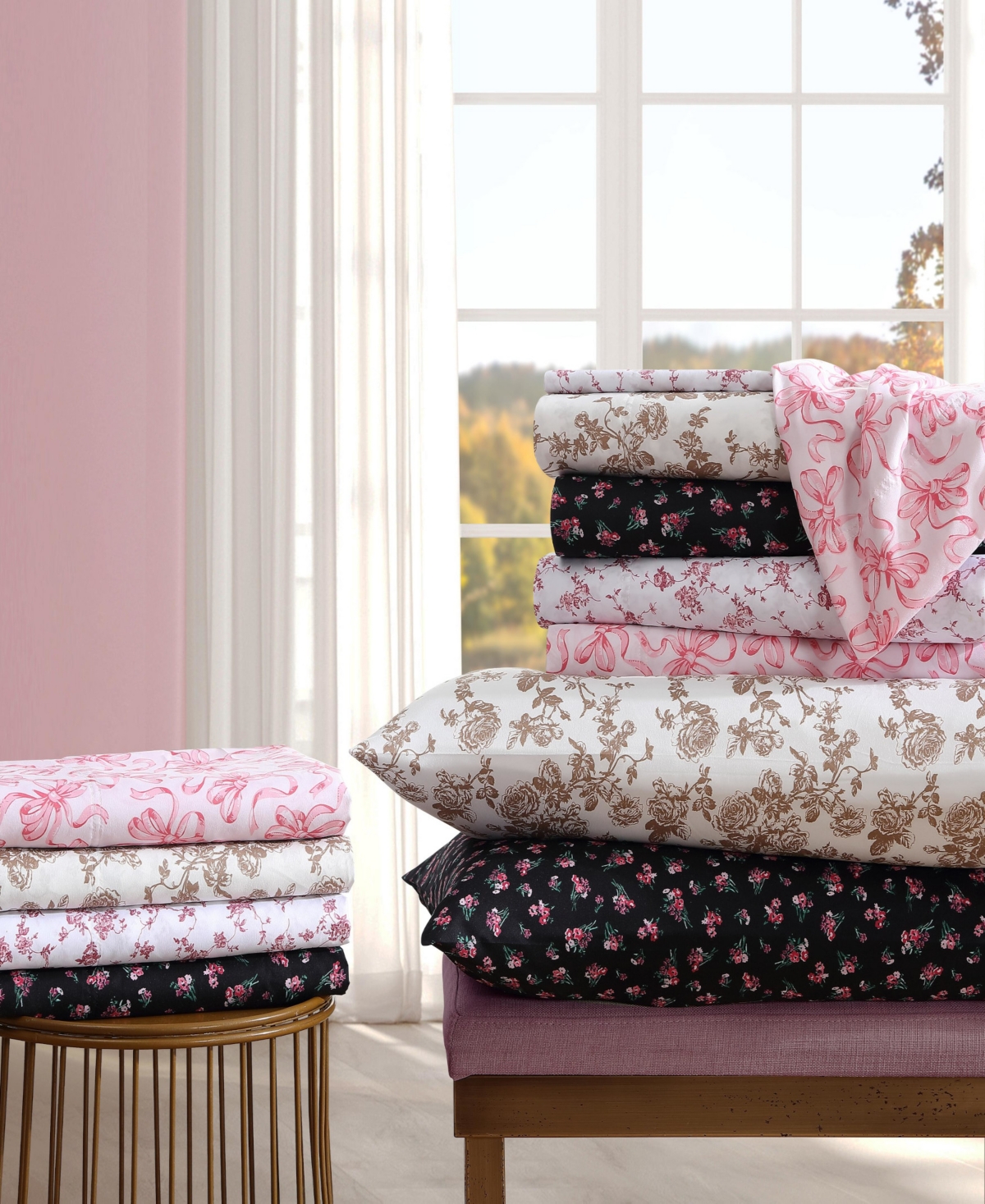 Shop Betsey Johnson Printed Microfiber 4 Piece Sheet Set, Full In Garden Toile