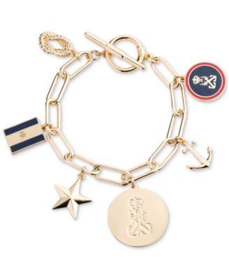Lauren Ralph Lauren - Gold-Tone & Enamel Nautical Charm Toggle Bracelet