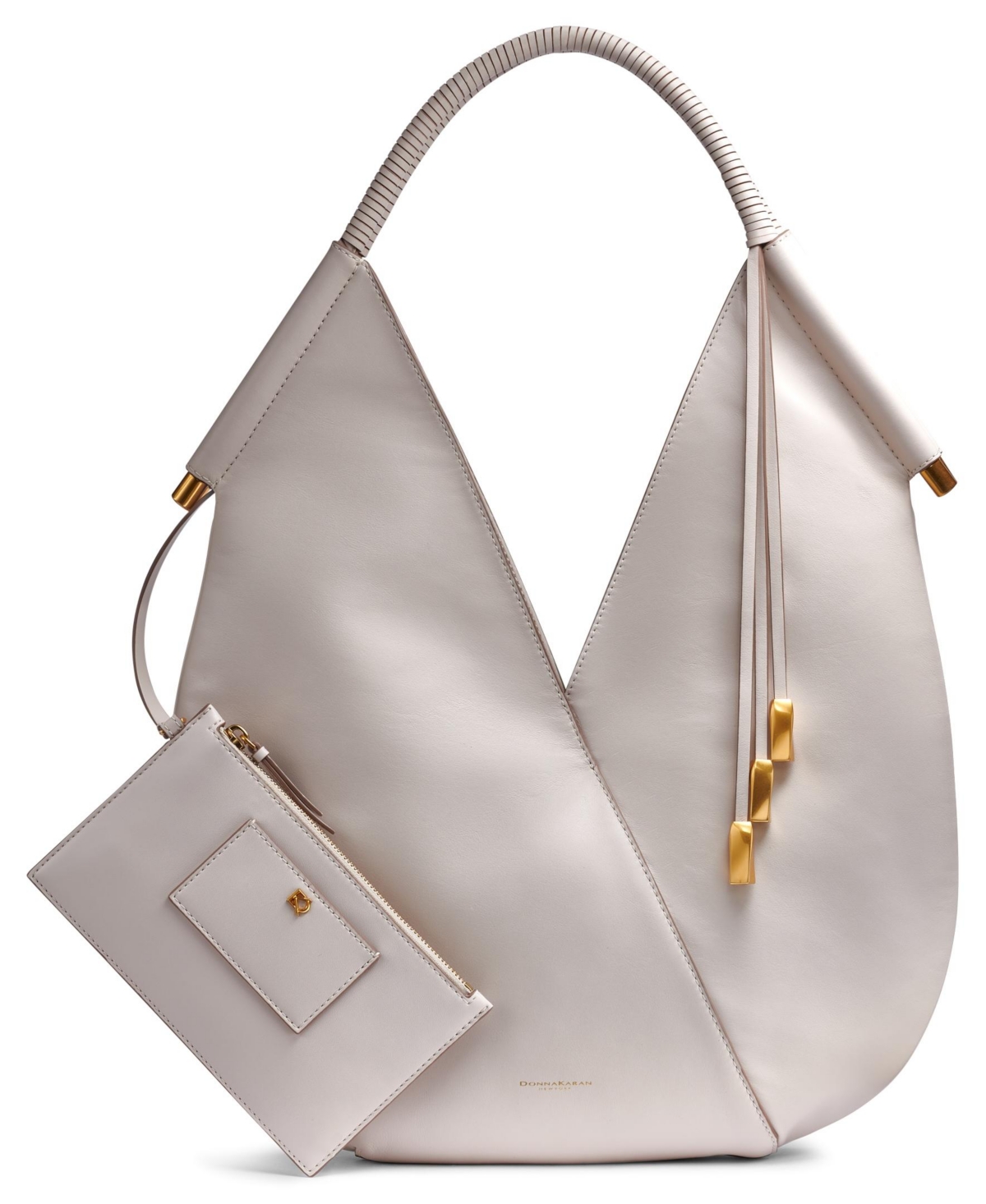 DONNA KARAN DONNA KARAN BALDWIN LARGE SHOULDER WITH LEATHER WRAPPED ROUNDED HANDLE 