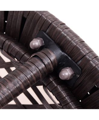 Round Rattan Wicker Coffee Table with Lower Shelf