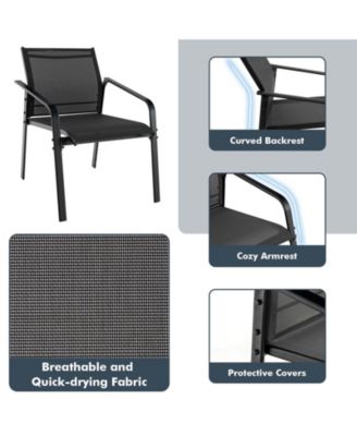 4 Pieces Patio Furniture Set with Armrest Loveseat Sofas and Glass Table Deck