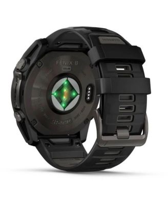 fenix 8 51mm, Saphire Solar, Outdoor & Fitness GPS Smartwatch, Carbon Gray Titanium Black, Black/Pebble Gray Band, NA