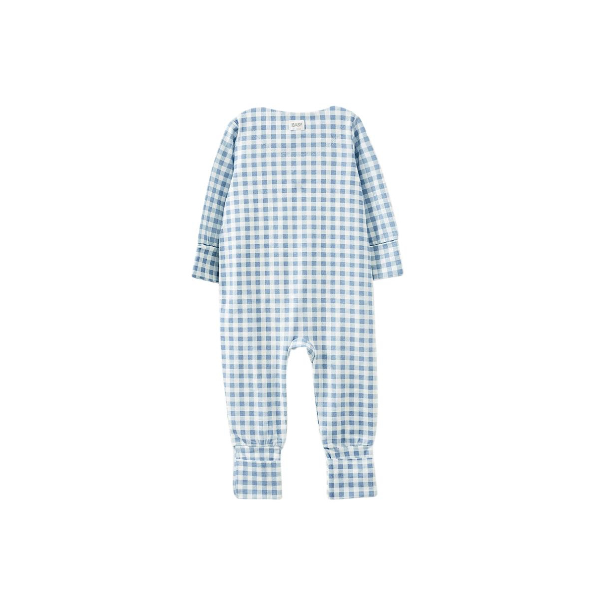 Cotton On Baby Boys The Billie Long Sleeve Zip Romper -gingham bear