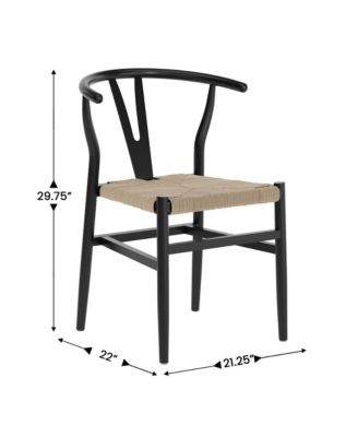 Devine Y-Back Style Wooden Dining Chair With Kraft Paper Rope Seat, Stackable Design