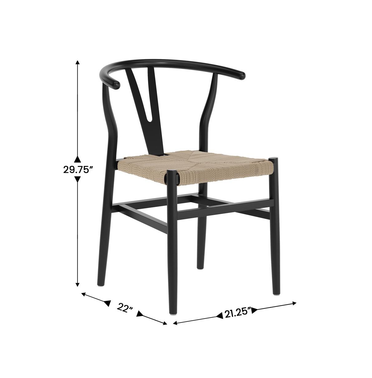 Devine Y-Back Style Wooden Dining Chair With Kraft Paper Rope Seat, Stackable Design