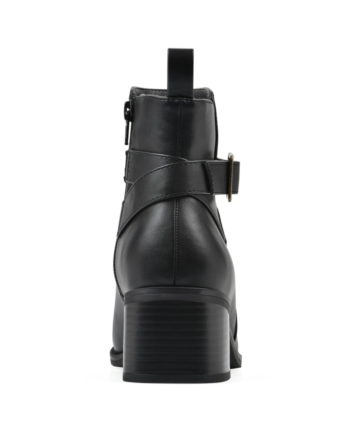 White Mountain Narrows Womens Faux Leather Block Heel Ankle Boots In Black Burnished Smooth