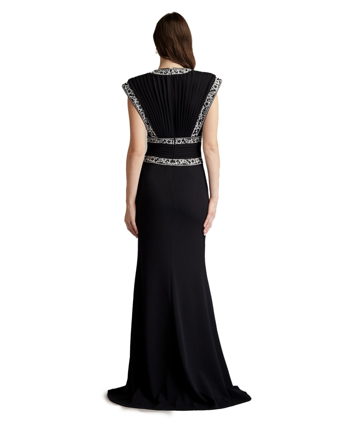 Tadashi Shoji Women's Bedi Embroidered Trim Gown - Bk/iv