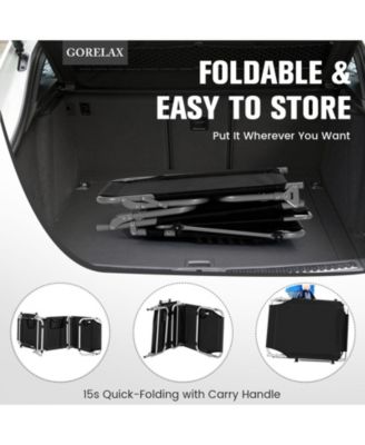 Black 5-Position Adjustable Outdoor Recliner Chair with Canopy Shade