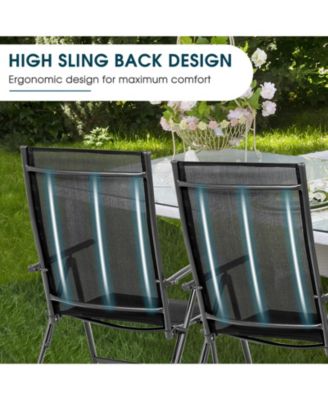 Set of 2 Adjustable Portable Patio Folding Dining Chair Recliners