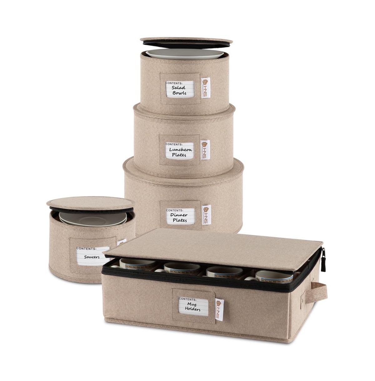 Florida Brands Hard Shell China Storage Containers 5-Piece Set Moving Boxes for Dinnerware Service for 12