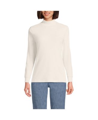 Lands End Women s Relaxed Cotton Long Sleeve Mock Turtleneck Macy s