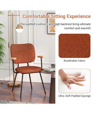 Set of 4 Fabric Kitchen Dining Chair Armchair Padded Modern Accent Chair Orange