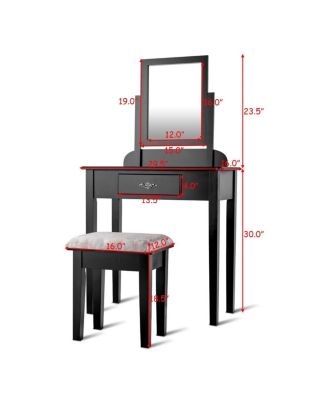 Vanity Dressing Table Stool Set with Large Makeup Mirror