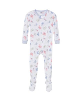 Baby Girls Baby Snug Fit Footed Pajamas, 2-Pack, Butterflies